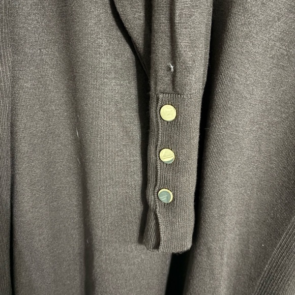 RF JM Collection Dark Brown Knit Top with button details  Size Large - Picture 3 of 6